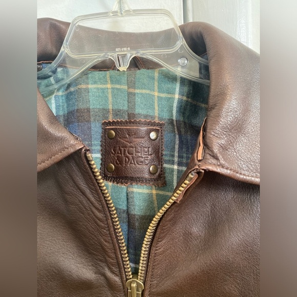 Satchel and Page Limited Run Leather Chocolate Brown Bomber Jacket Sz S - Picture 9 of 12